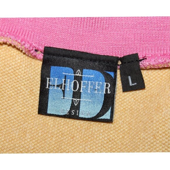 Elhoffer Design Women's Y2K top size Large Hippie Color Block Pink & Yellow USA - Picture 9 of 9